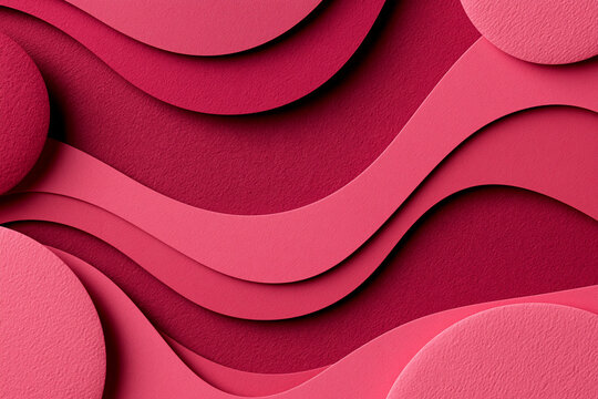 Pink and Red Wavy Paper Cut Layers Background