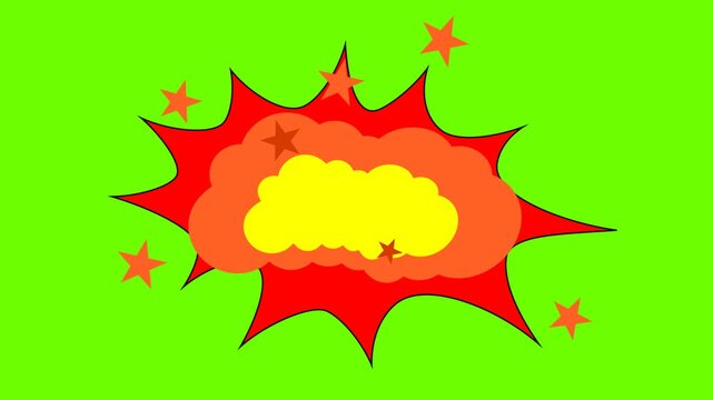 Explosi&oacute;n cartoon, comic pantalla verde.