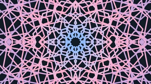 Abstract geometric pattern with pink and blue interwoven lines