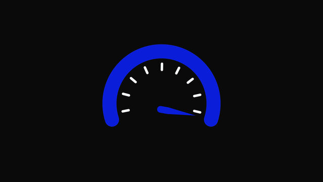 Digital speedometer icon monitors high performance output. Clear speedometer icon visualizes acceleration levels. Modern speedometer icon graphic for virtual cockpit.