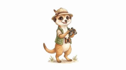 Fototapeta premium Meerkat Holding Binoculars 