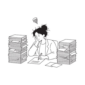 A versatile collection of hand-drawn office illustrations featuring coworkers, meetings, remote work, productivity, teamwork, AI, coffee breaks, deadlines and everyday workplace moments.