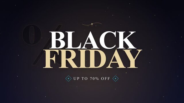 Black Friday sale text animation with discount on dark background