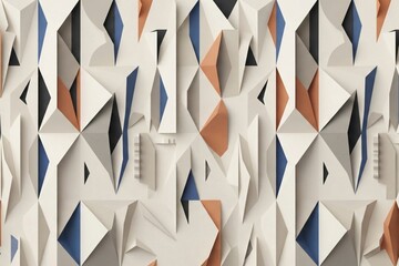 Fototapeta premium Folded Paper Architecture Seamless Abstract Luxury Pattern