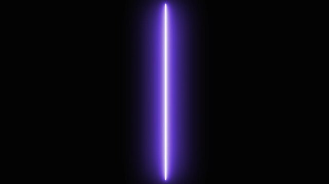 Abstract purple neon light scanner beam moving across a dark black background for digital technology
