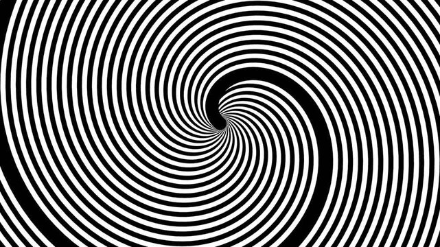 Black and white spiral pattern creating a hypnotic optical illusion effect