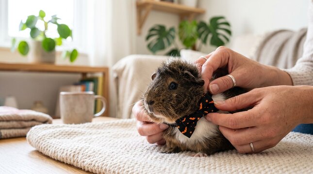 Guinea pig with bow tie