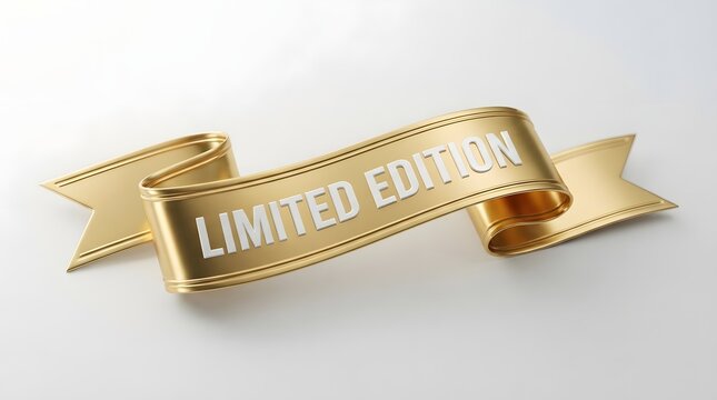 Golden ribbon with the text limited edition isolated on white background