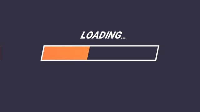 Animation dark purple ui background with white loading text. Suitable for technology or web design concepts and presentations.