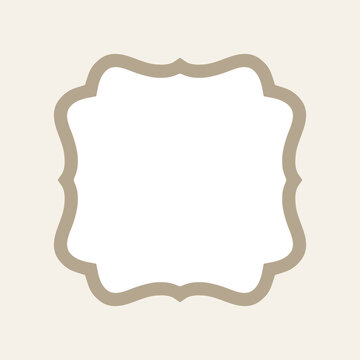 Classic ornate bracket frame in ivory and beige, elegant label vector background with copy space