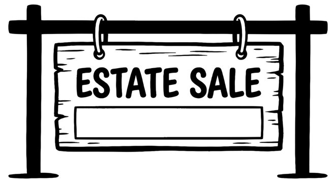 Estate Sale sign clip art illustration with room for text, isolated