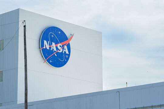 New Orleans, LA, USA - August 29, 2026: Section of NASA Michoud Assembly Facility Building with Logo on Old Gentilly Road in New Orleans East