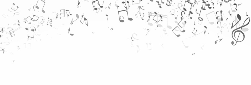 Musical notes, stave, and falling and dancing note compositions. Vector music theme for advertising, covers, or banners.	
