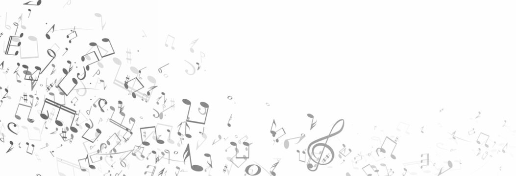 Musical notes, stave, and falling and dancing note compositions. Vector music theme for advertising, covers, or banners.	
