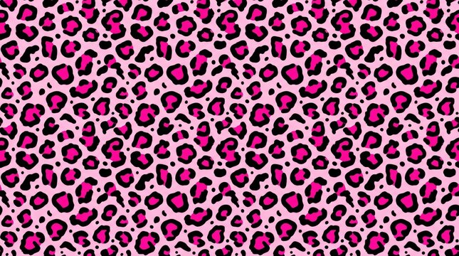 Seamless pink and black leopard print pattern for vibrant backgrounds