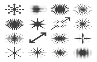 Obraz premium Black and White Star Icon Set with Snowflake, Floral and Christmas Ornaments, Winter Decorative Vector Elements for Seamless Patterns, Wallpaper and Background Design