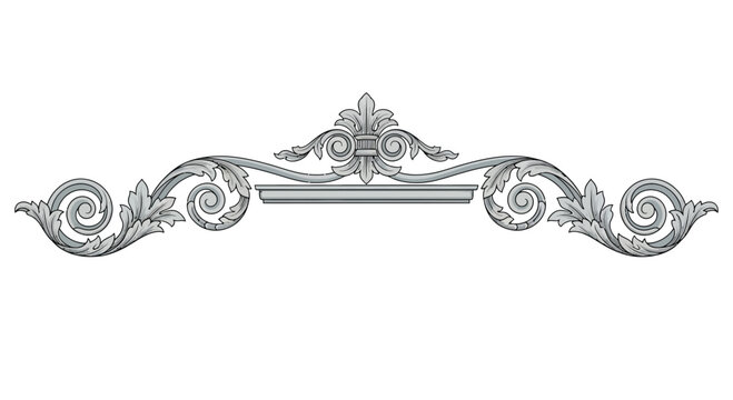 Ornate vintage floral scrollwork and decorative architectural flourish border element for design