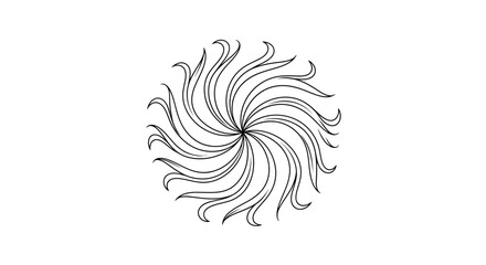 Fototapeta premium Minimalist black and white floral mandala vector illustration with intricate curved lines and a circular abstract design