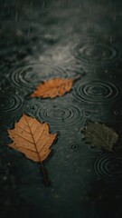 Obraz premium Autumn leaves floating on water mobile wallpaper