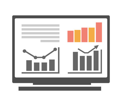 Computer monitor displaying business data analytics dashboard