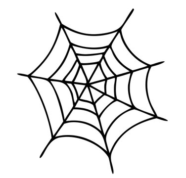 Spider web outline hand-drawn halloween doodle art