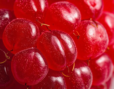 Raspberries with Detailed Drupelet Texture Macro
