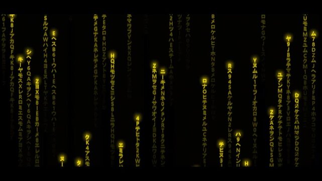 Chinese Code Black and Gold Matrix Digital Motion Background