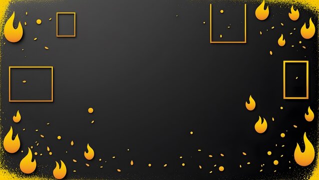 Golden Yellow Flame Geometric Car Mat Pattern on Black