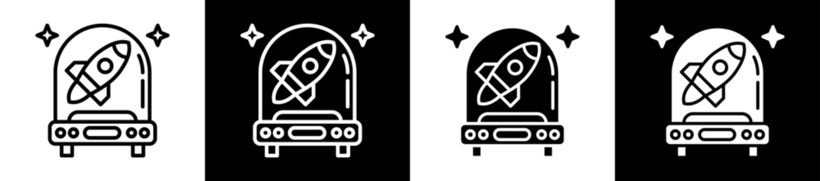 Startup Incubator Icon Set In Black And White Filled Style Collection
