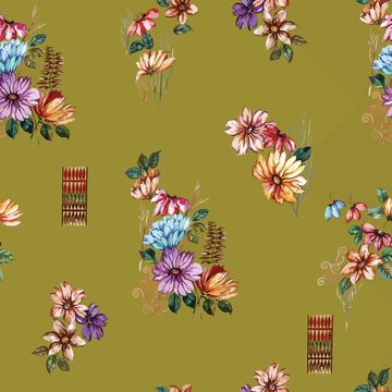 Seamless All Over Flowers Design Pattern Background Abstract  Design