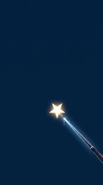 glowing magic wand pointing inwards from the bottom right corner