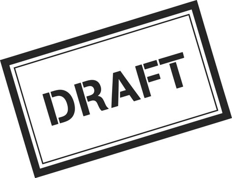 Black ink stamp with the word draft inside a rectangular border for document marking and business paperwork