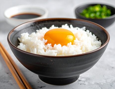 Traditional Japanese tamago kake gohan egg rice