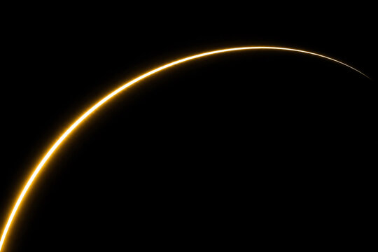 Golden light arc sweep black background banner