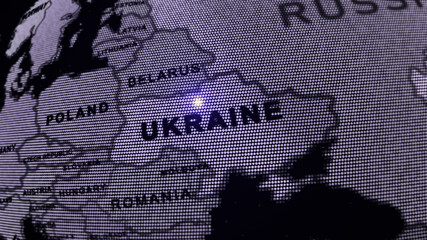 a digital futuristic-style globe focusing on Ukraine, map, ukraine map,  © ran