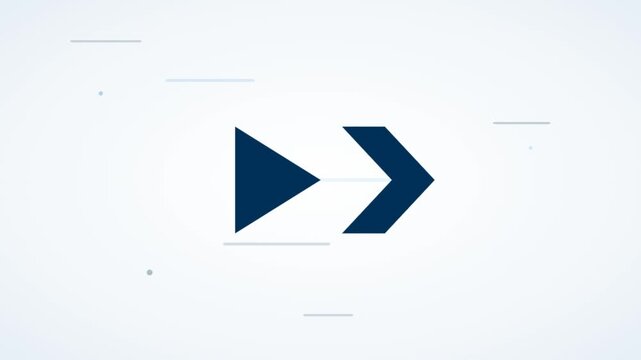 Animated blue fast forward arrow icon with motion lines on clean white background