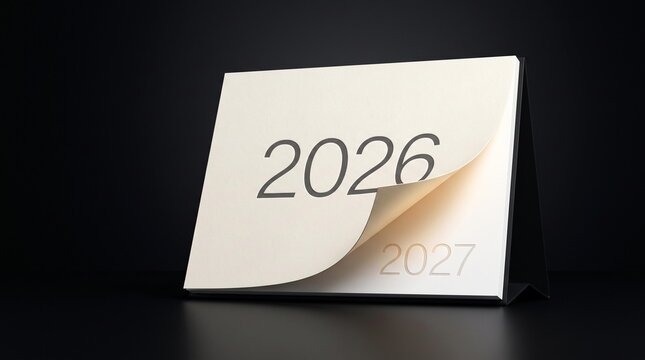 A calendar showing the year 2026 with the page turning to reveal 2027, symbolizing the passage of time and future planning.