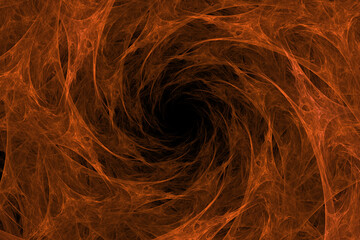 Fototapeta premium Orange Fractal Vortex Swirl with Dark Center Abstract Fiery Tunnel Background