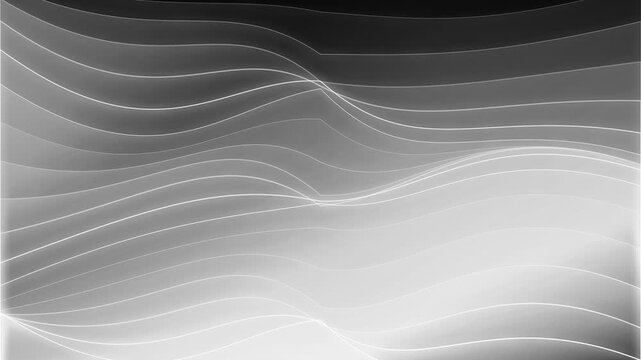 Minimalist grayscale background featuring elegant flowing horizontal wave lines