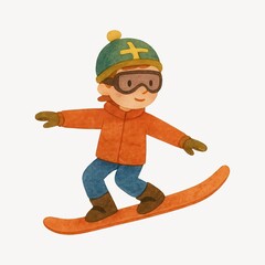 Fototapeta premium Child snowboarding in winter gear.