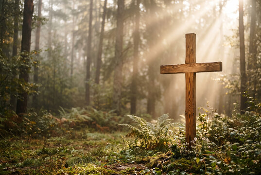 숲속 빛 내리는 십자가 &middot; Cross in a Sunlit Forest