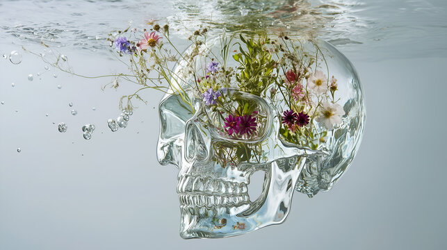 Elegant flowers placed inside transparent glass vessels. A poetic blend of nature and minimalism with surreal, artistic compositions. Perfect for decor, editorial, and conceptual design projects.