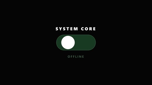 High quality 4K user interface toggle switch animation turning on and off. Features a modern deep black aesthetic with neon green accents, perfect for technology and system UI concepts.