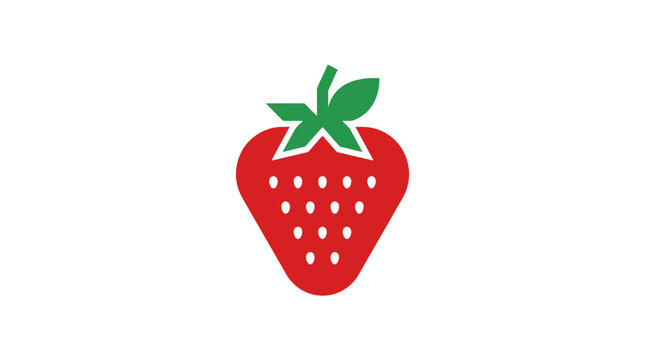 A simple flat vector illustration of a fresh red strawberry on white background