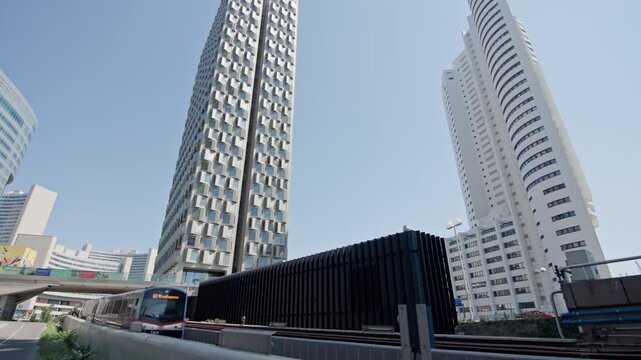Donau city Vienna business district in the capital of Austria. Beautiful high-rise buildings in a tourist European city.
