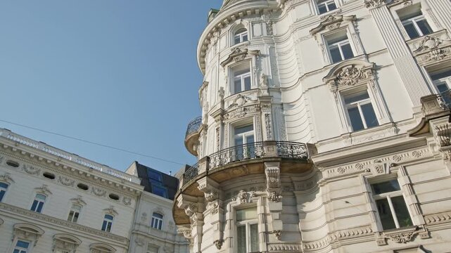Streets of Vienna Austria with historic houses and old architecture in the center of the capital showing urban cityscape and cultural European heritage