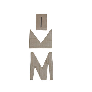Minimalist white geometric letter m and triangle on black background, white letter m, white triangle