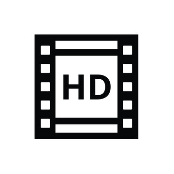 HD high definition video format vector icon isolated on a white background
