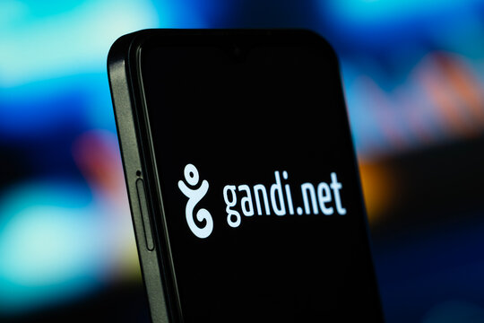 Paris, France- 7 July 2026: Gandi.net logo is seen on a smartphone.