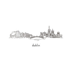 Obraz premium Minimalist dublin city skyline vector line art sketch